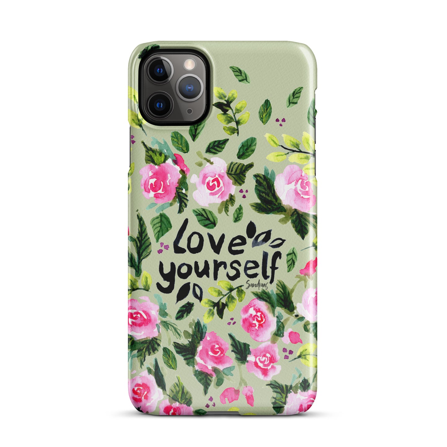 Snap case for iPhone® - Love yourself - Green with florals