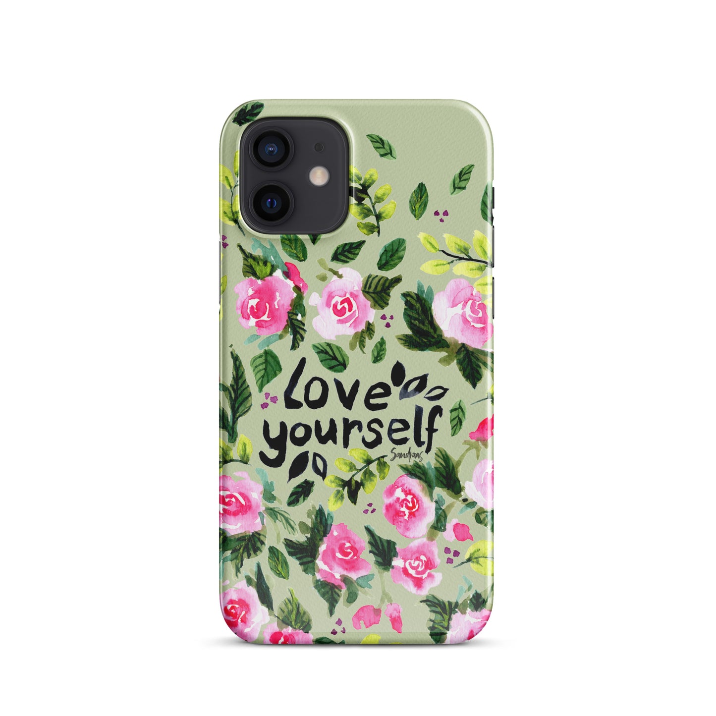 Snap case for iPhone® - Love yourself - Green with florals