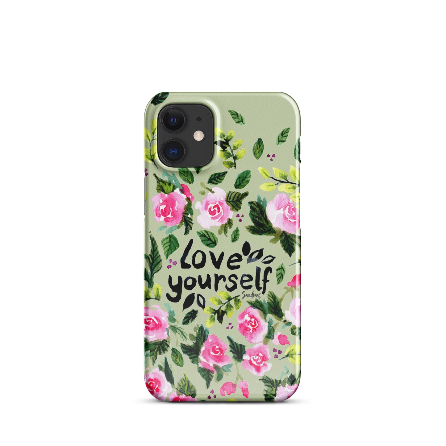 Snap case for iPhone® - Love yourself - Green with florals