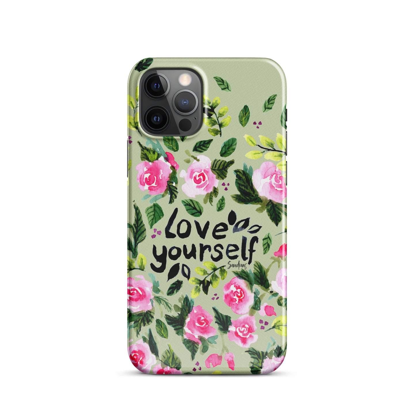 Snap case for iPhone® - Love yourself - Green with florals