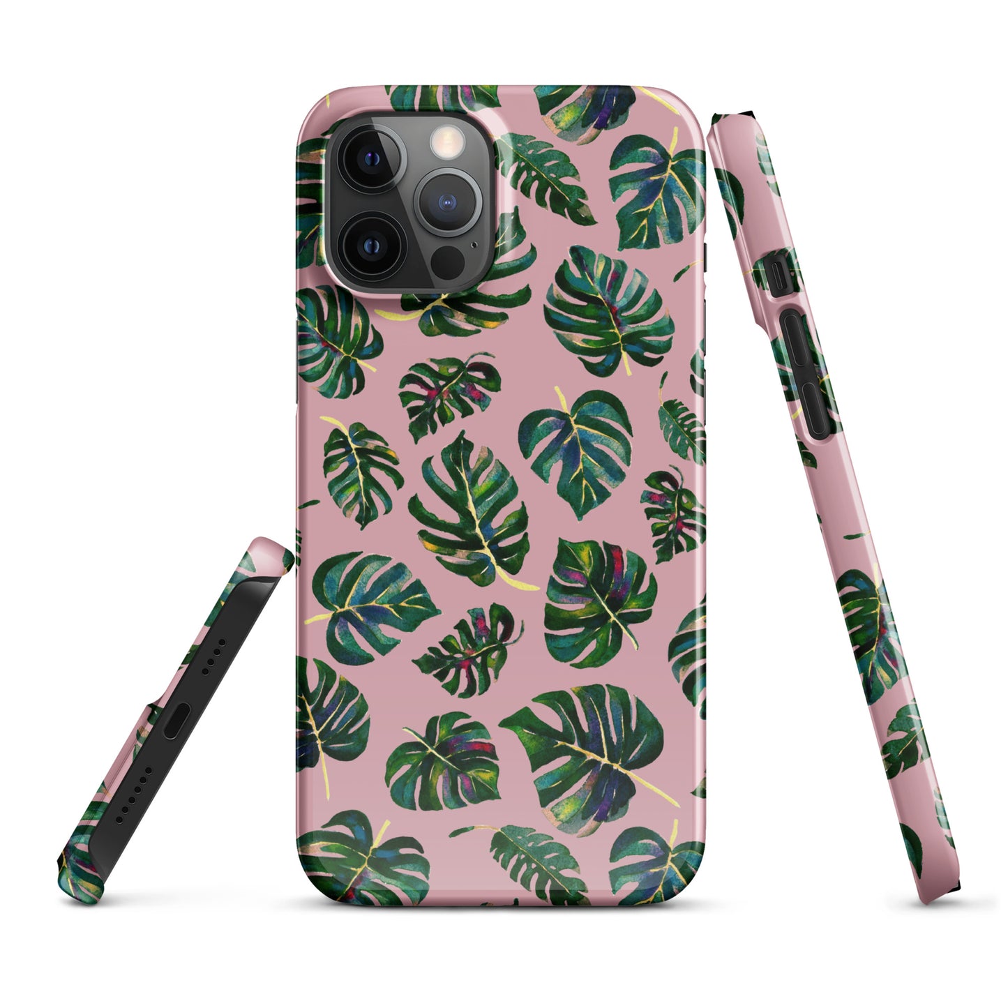 Snap case for iPhone® - Monstera Leaves - Pink