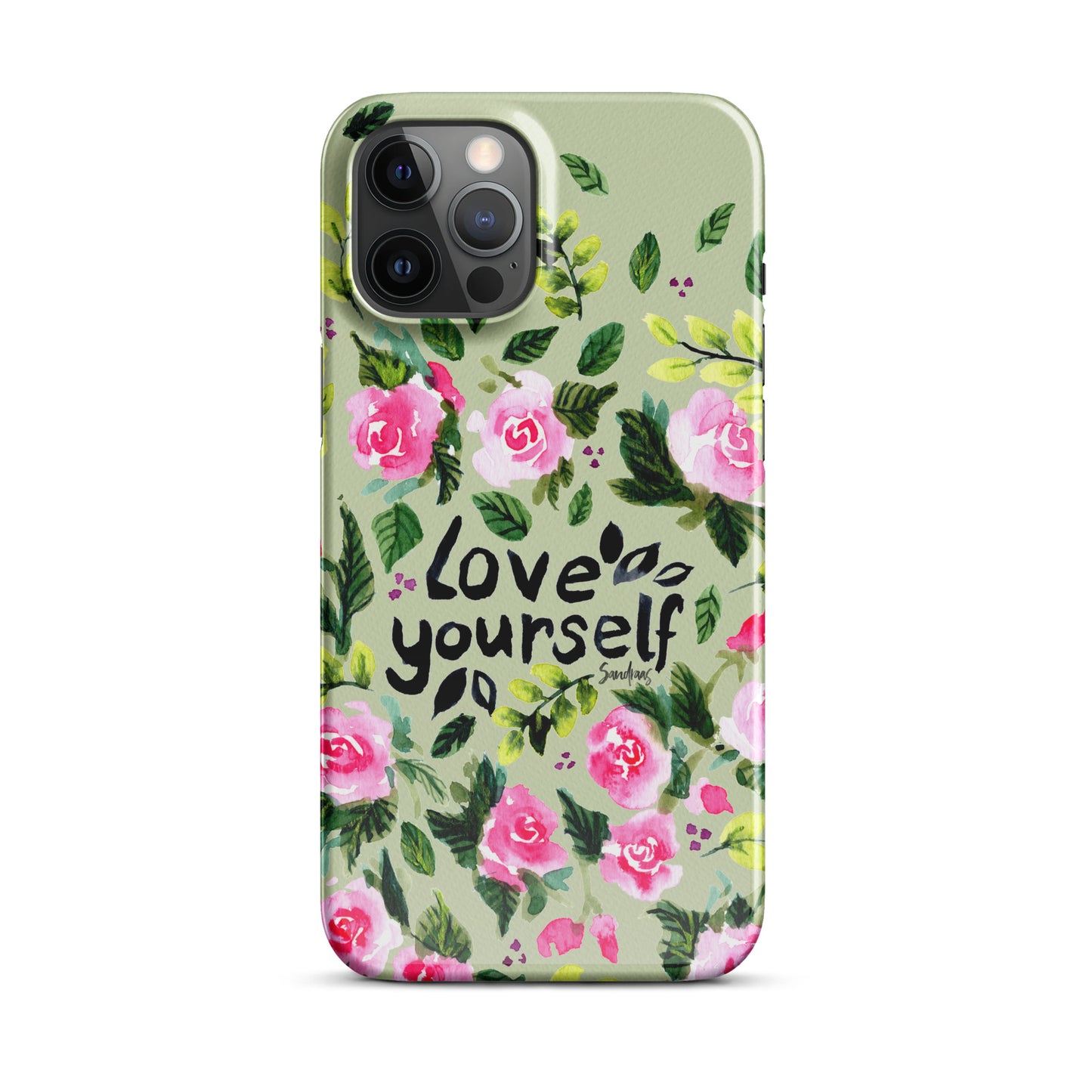 Snap case for iPhone® - Love yourself - Green with florals