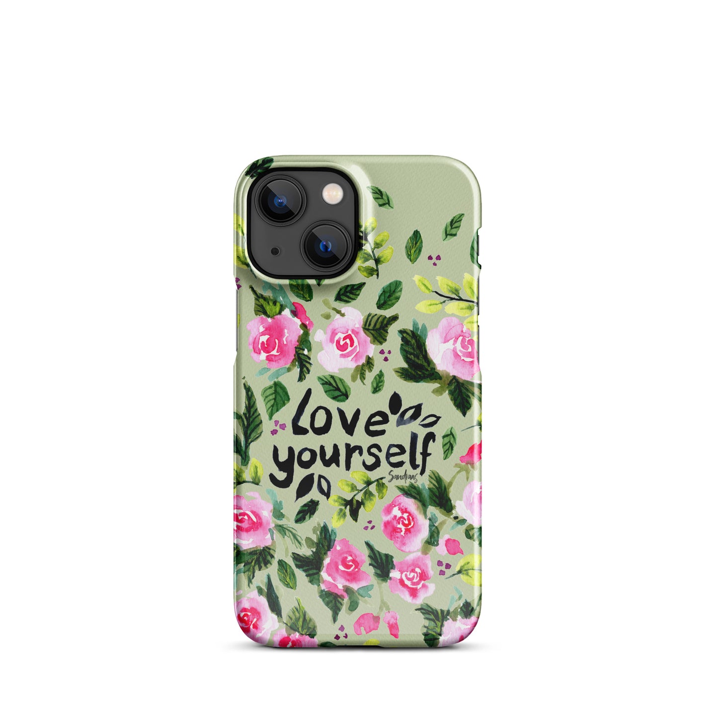 Snap case for iPhone® - Love yourself - Green with florals