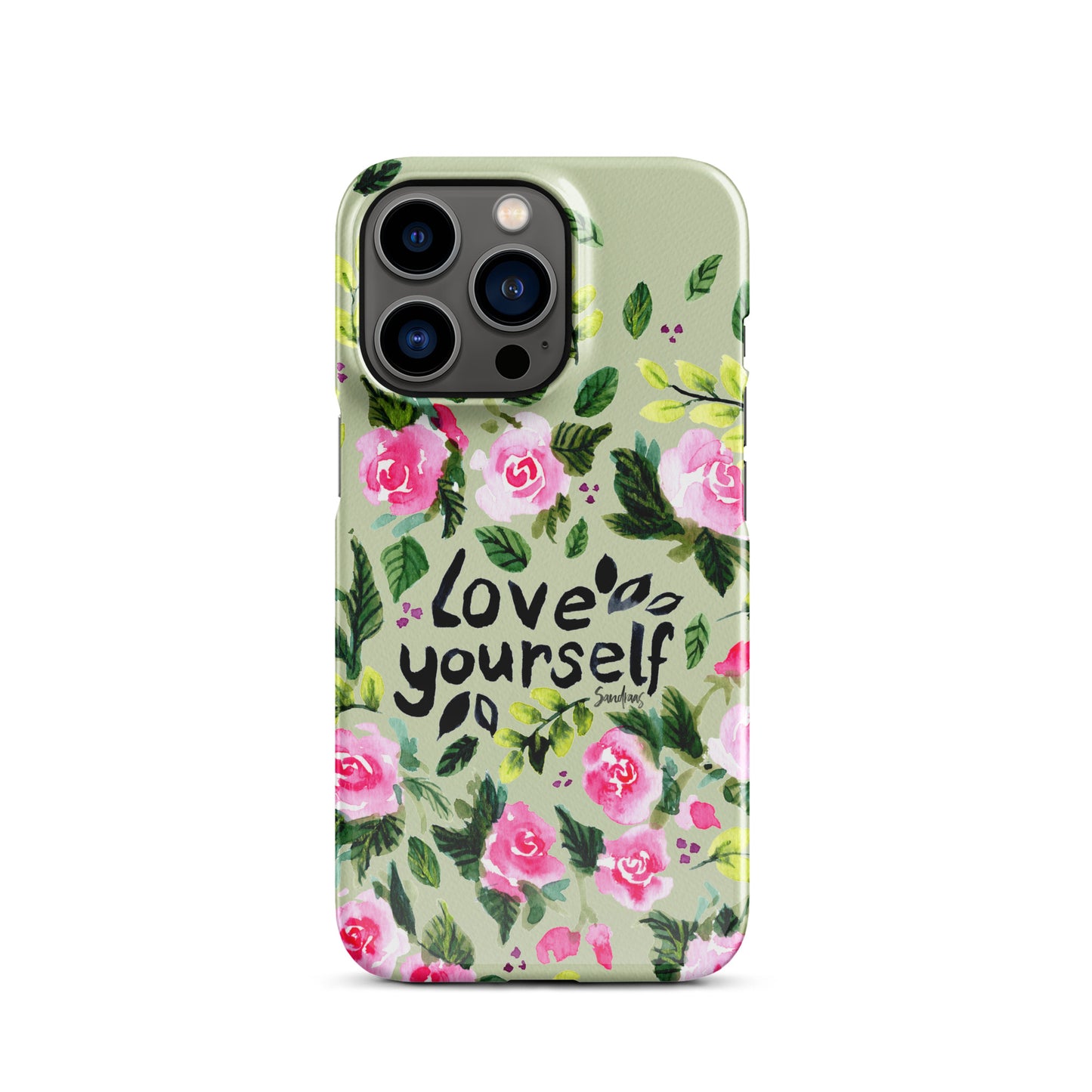 Snap case for iPhone® - Love yourself - Green with florals