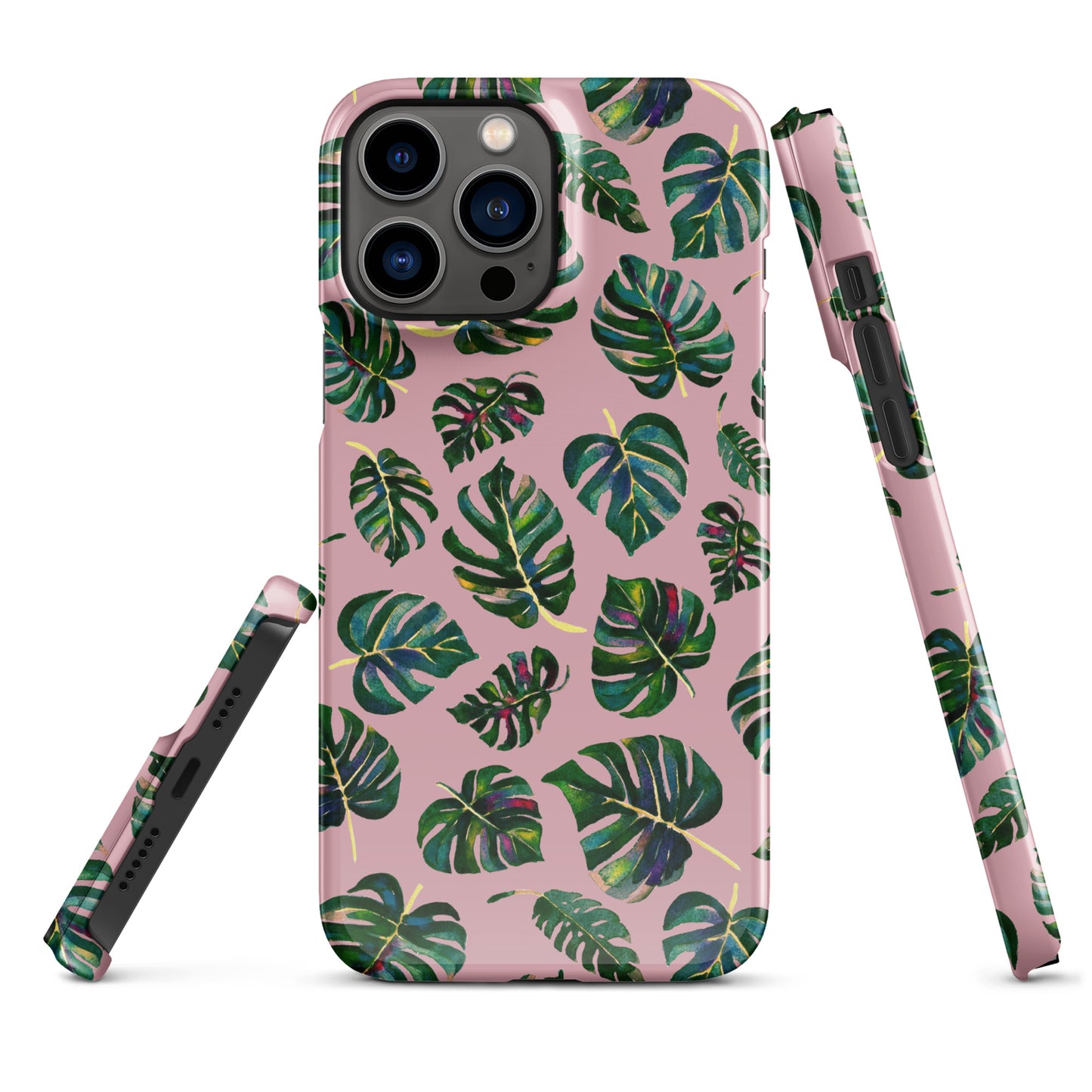 Snap case for iPhone® - Monstera Leaves - Pink