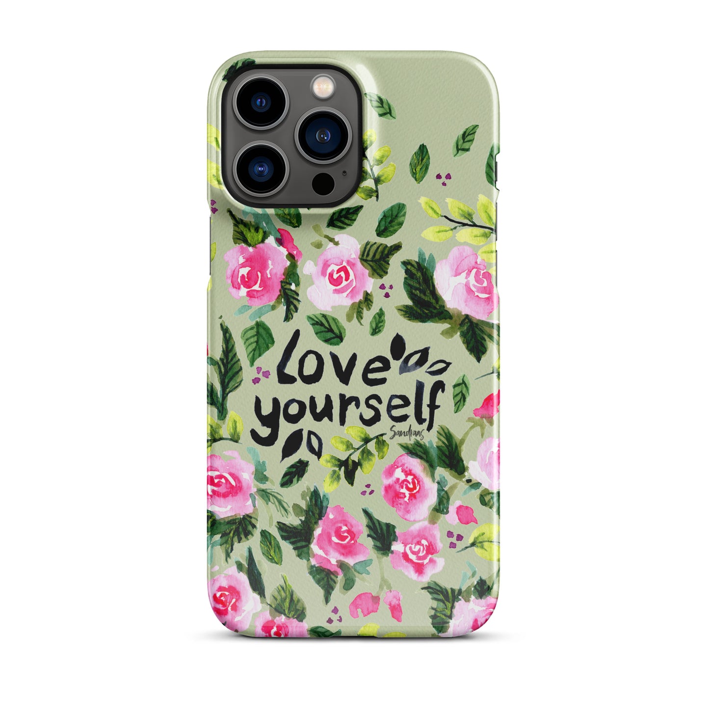 Snap case for iPhone® - Love yourself - Green with florals