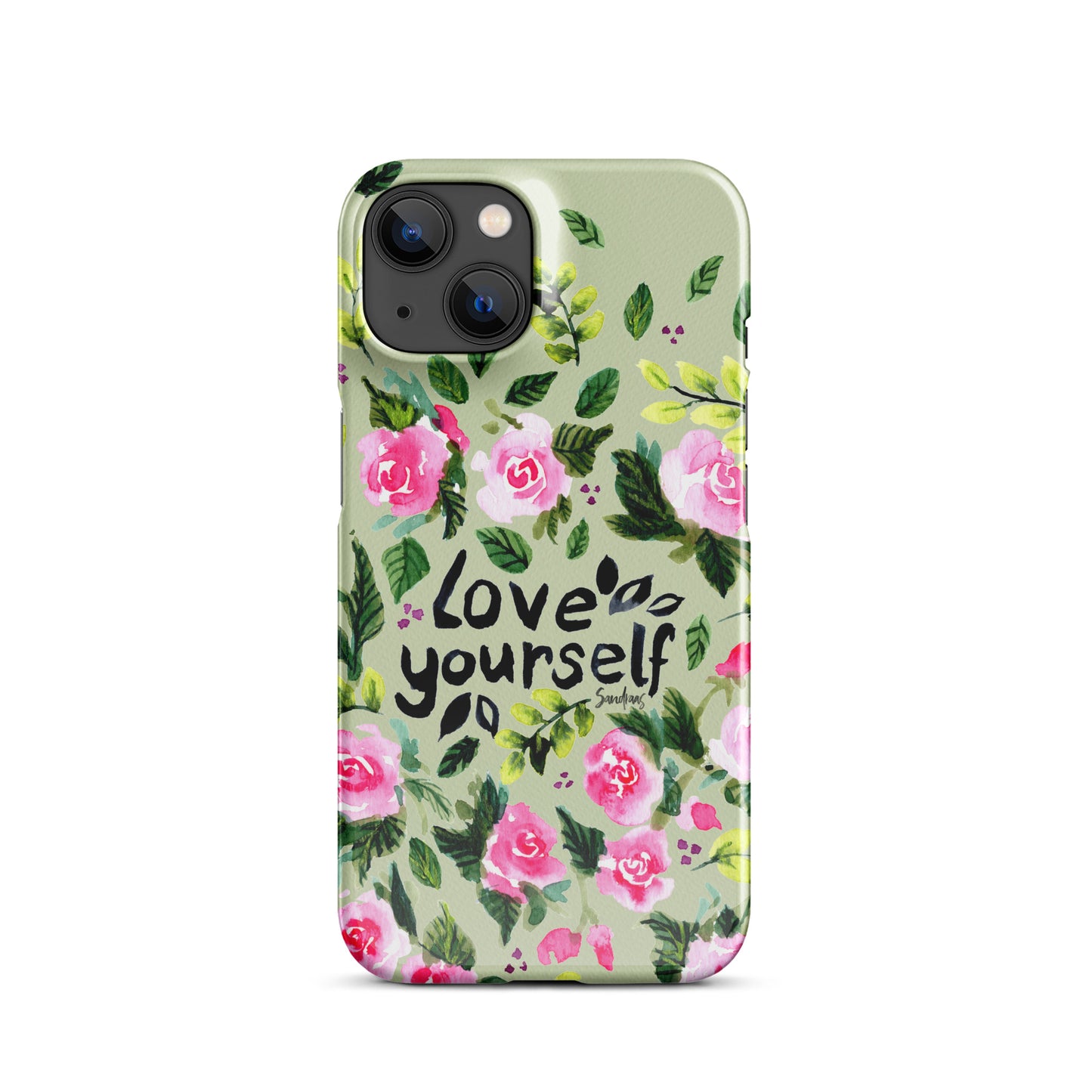 Snap case for iPhone® - Love yourself - Green with florals