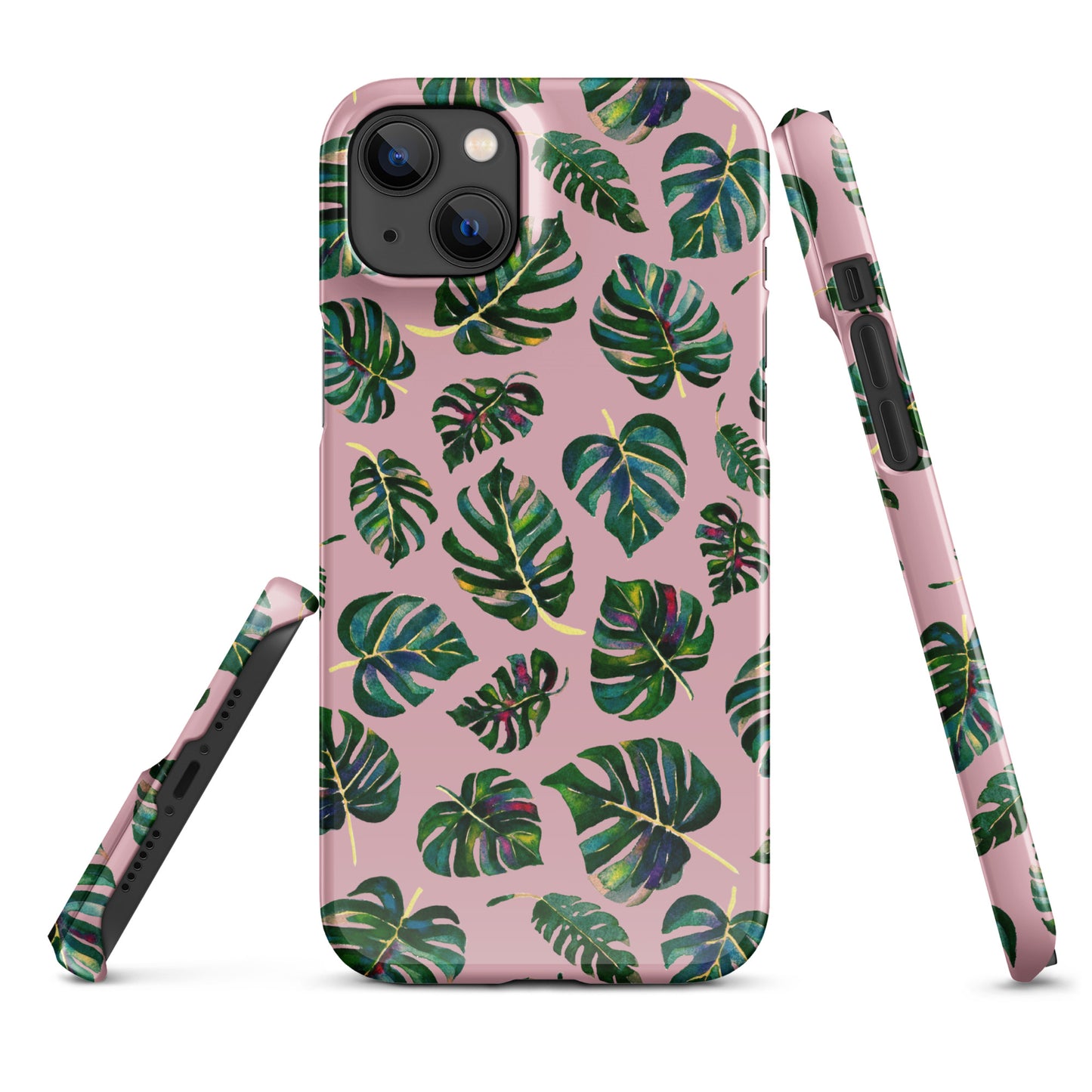 Snap case for iPhone® - Monstera Leaves - Pink