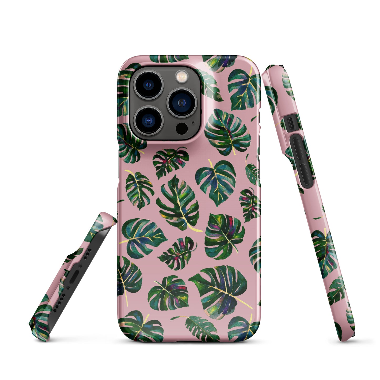 Snap case for iPhone® - Monstera Leaves - Pink