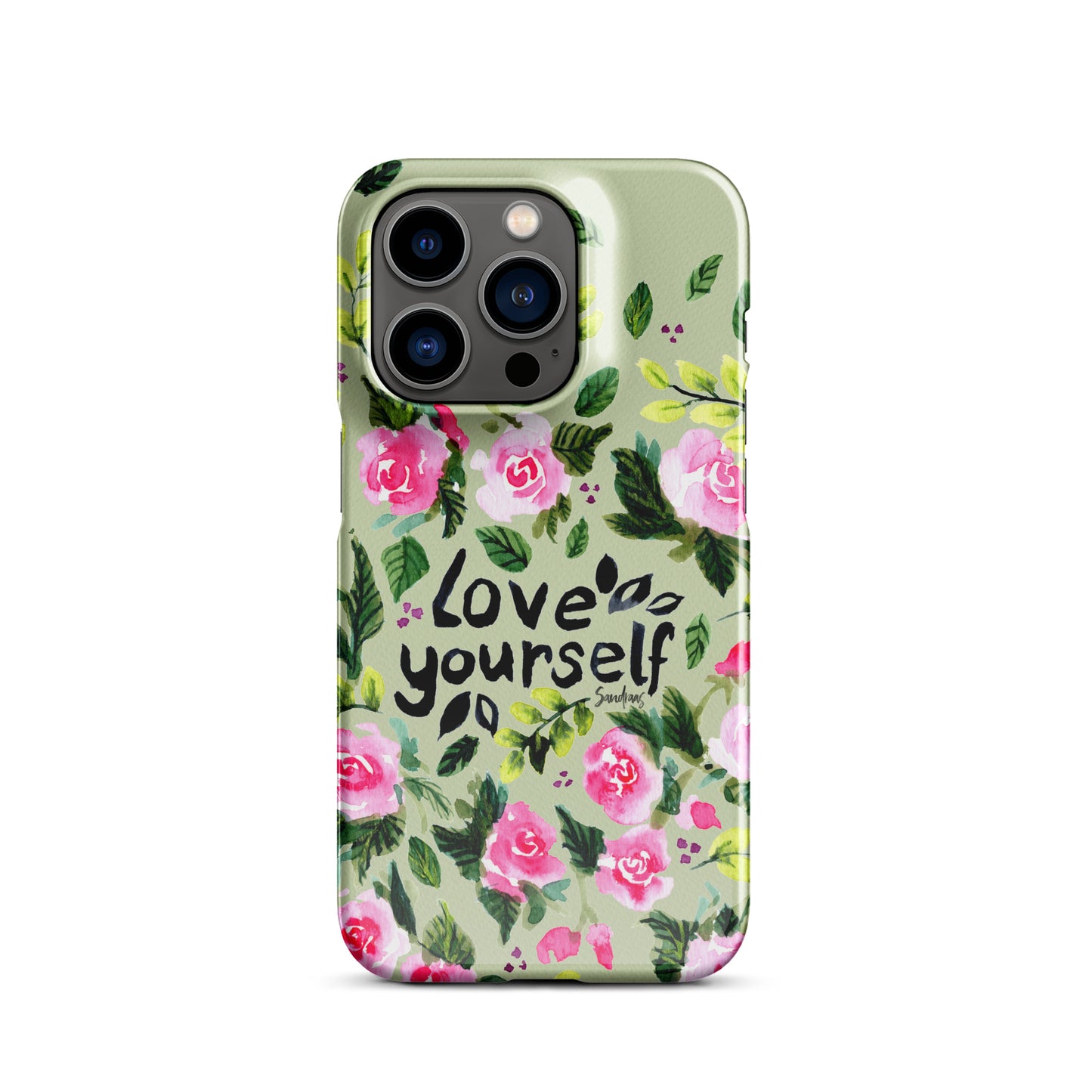 Snap case for iPhone® - Love yourself - Green with florals