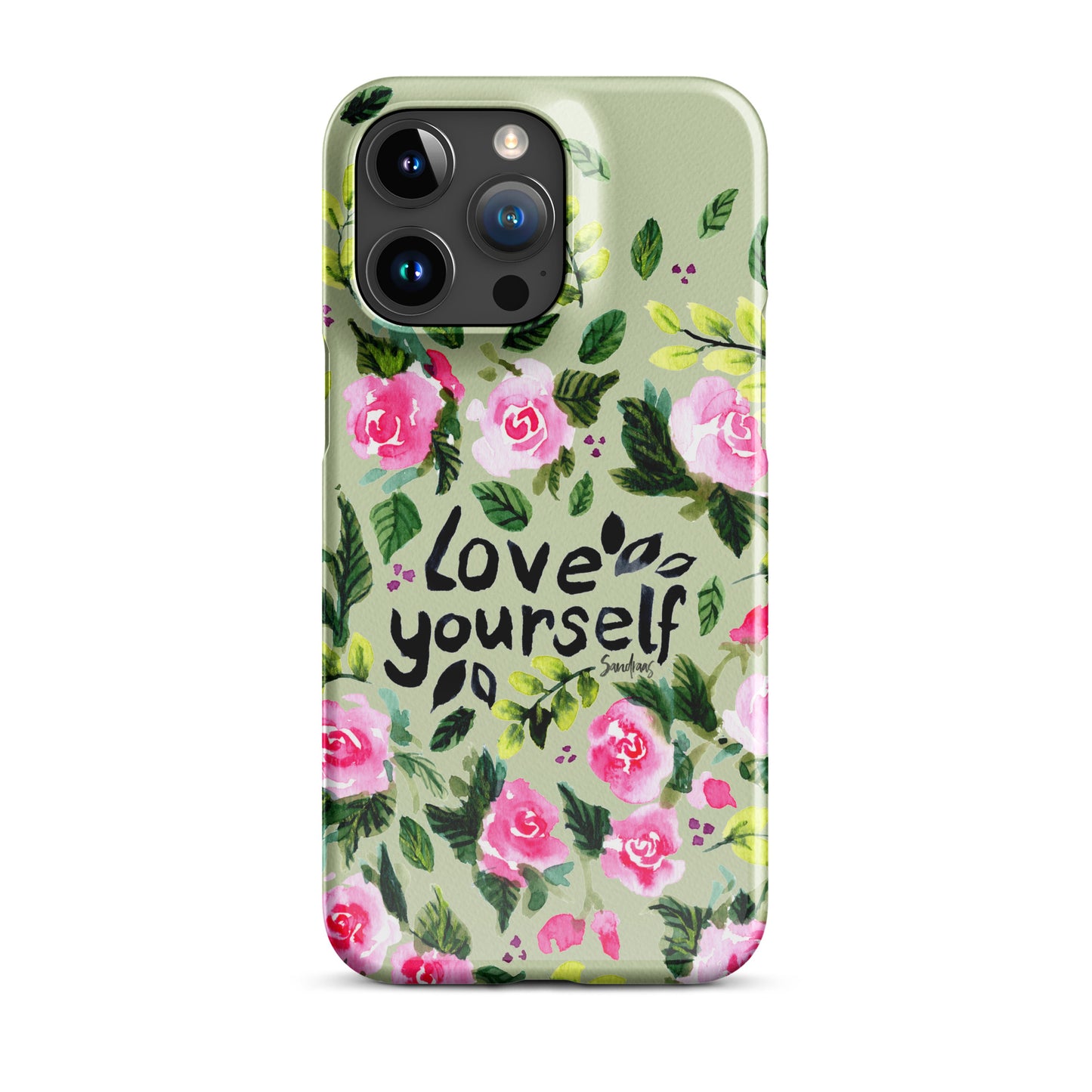 Snap case for iPhone® - Love yourself - Green with florals