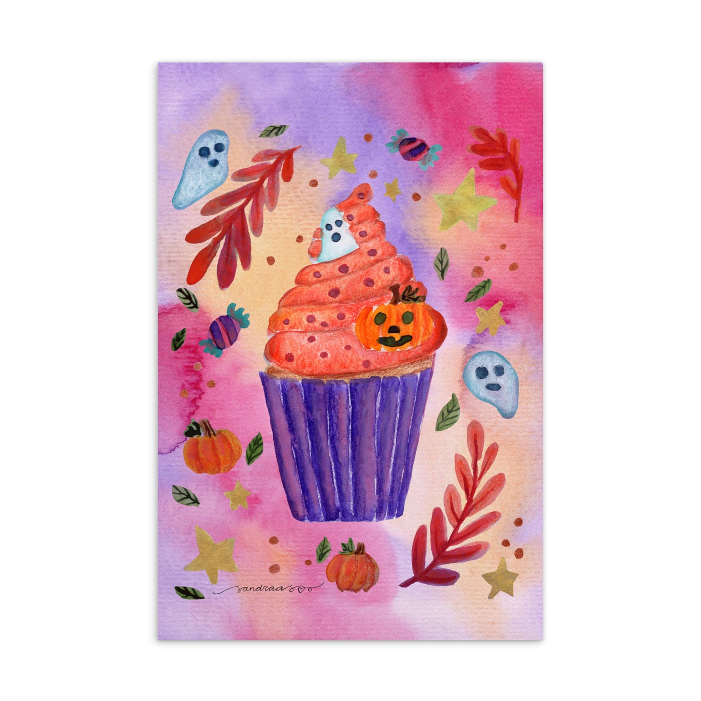 Standard Postcard – Halloween Cupcake 🎃🕸️