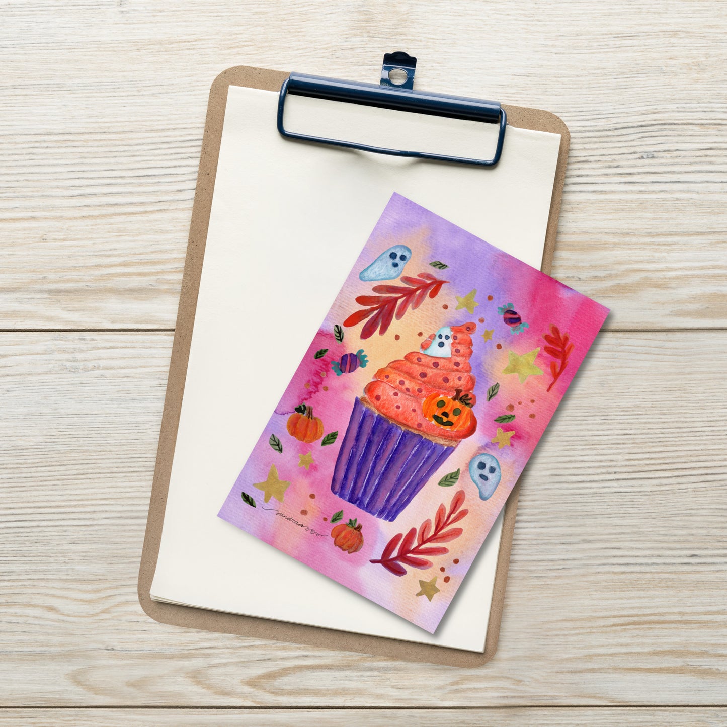 Standard Postcard – Halloween Cupcake 🎃🕸️