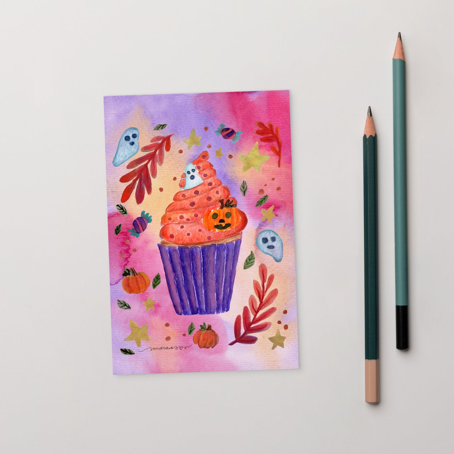 Standard Postcard – Halloween Cupcake 🎃🕸️