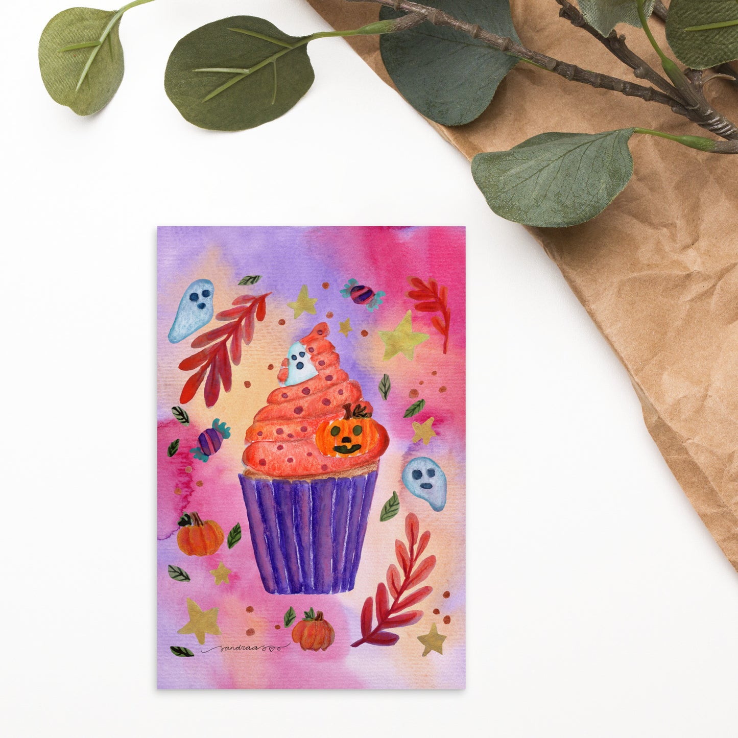 Standard Postcard – Halloween Cupcake 🎃🕸️