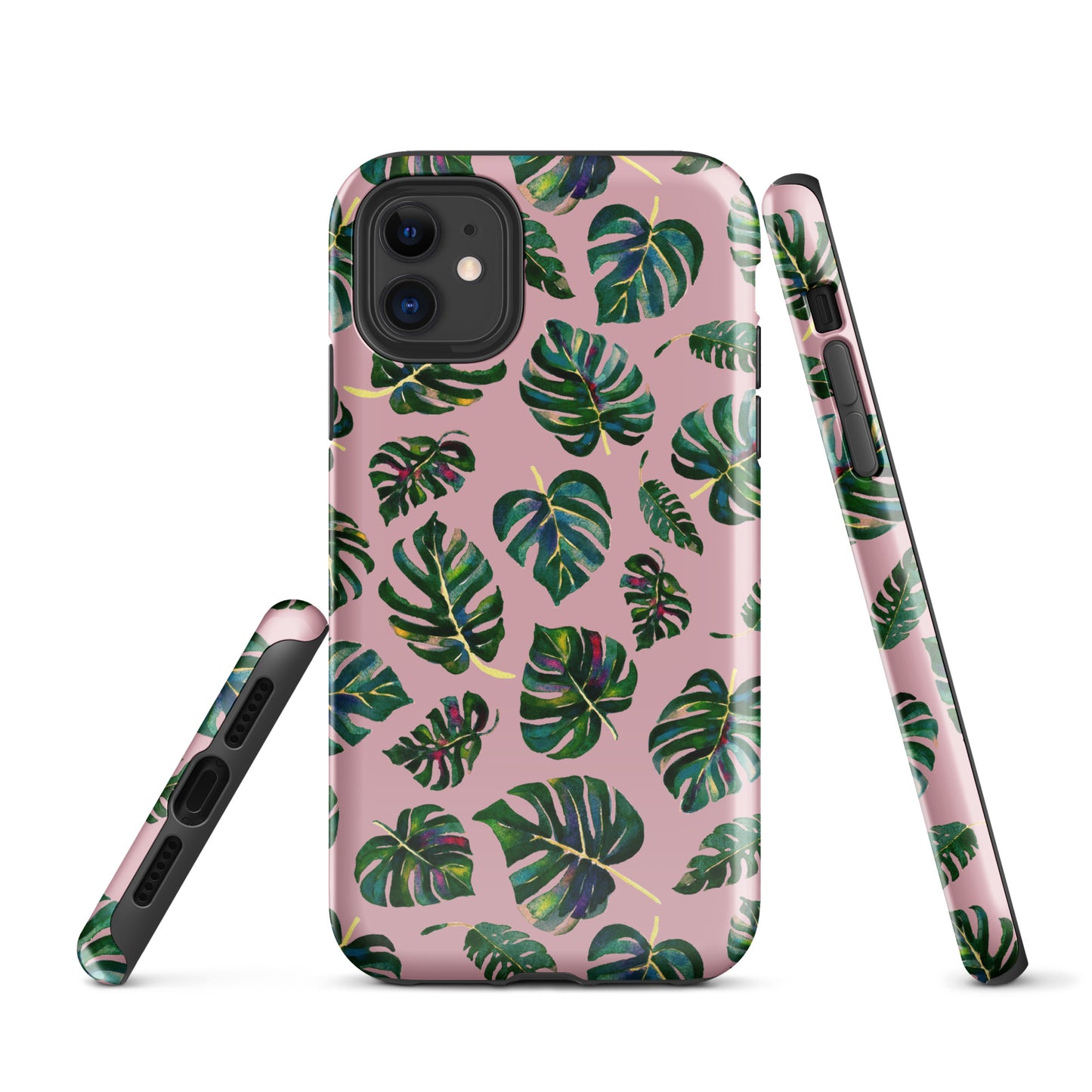 Tough Case for iPhone® - Monstera leaves - Pink