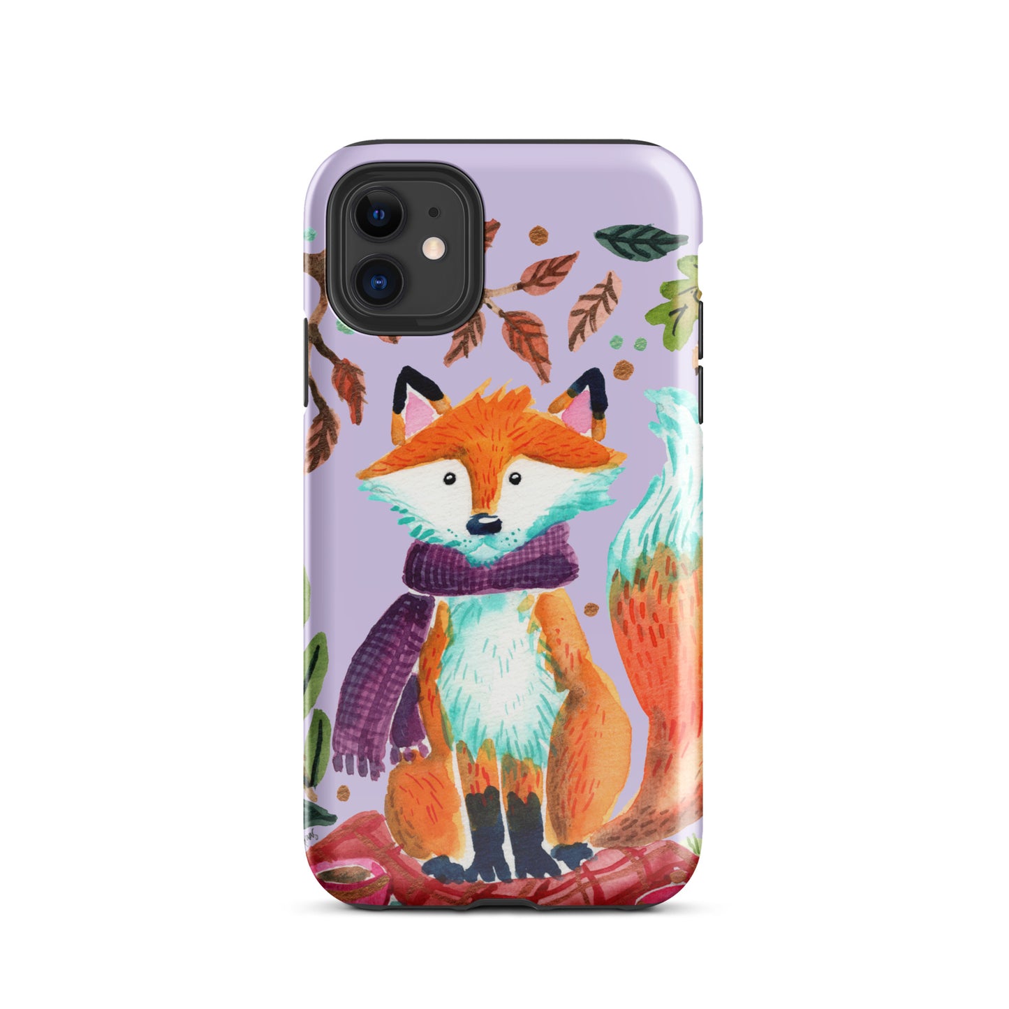 Tough Case for iPhone® - Cozy Fox Autumn Scene Purple