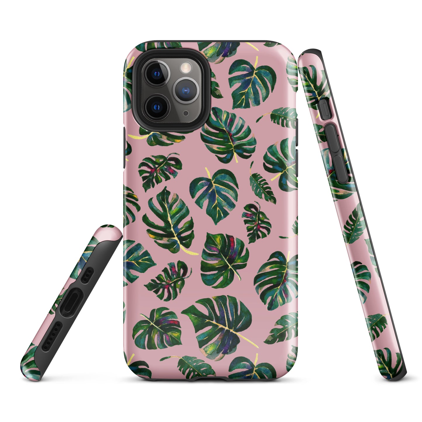 Tough Case for iPhone® - Monstera leaves - Pink