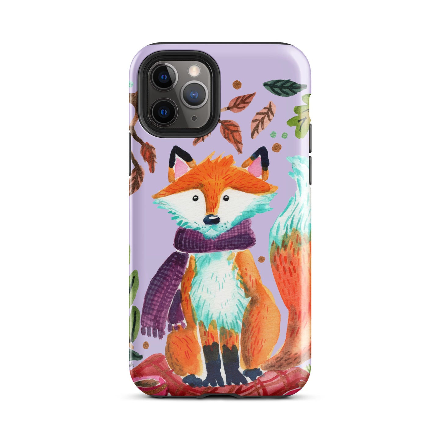 Tough Case for iPhone® - Cozy Fox Autumn Scene Purple