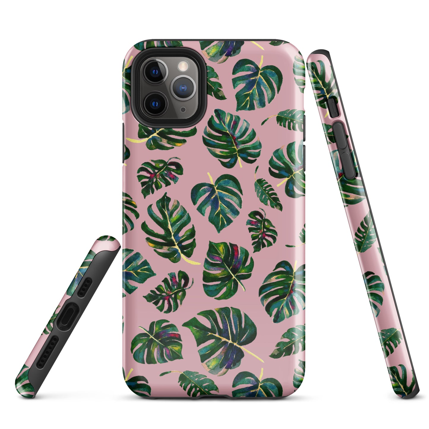 Tough Case for iPhone® - Monstera leaves - Pink