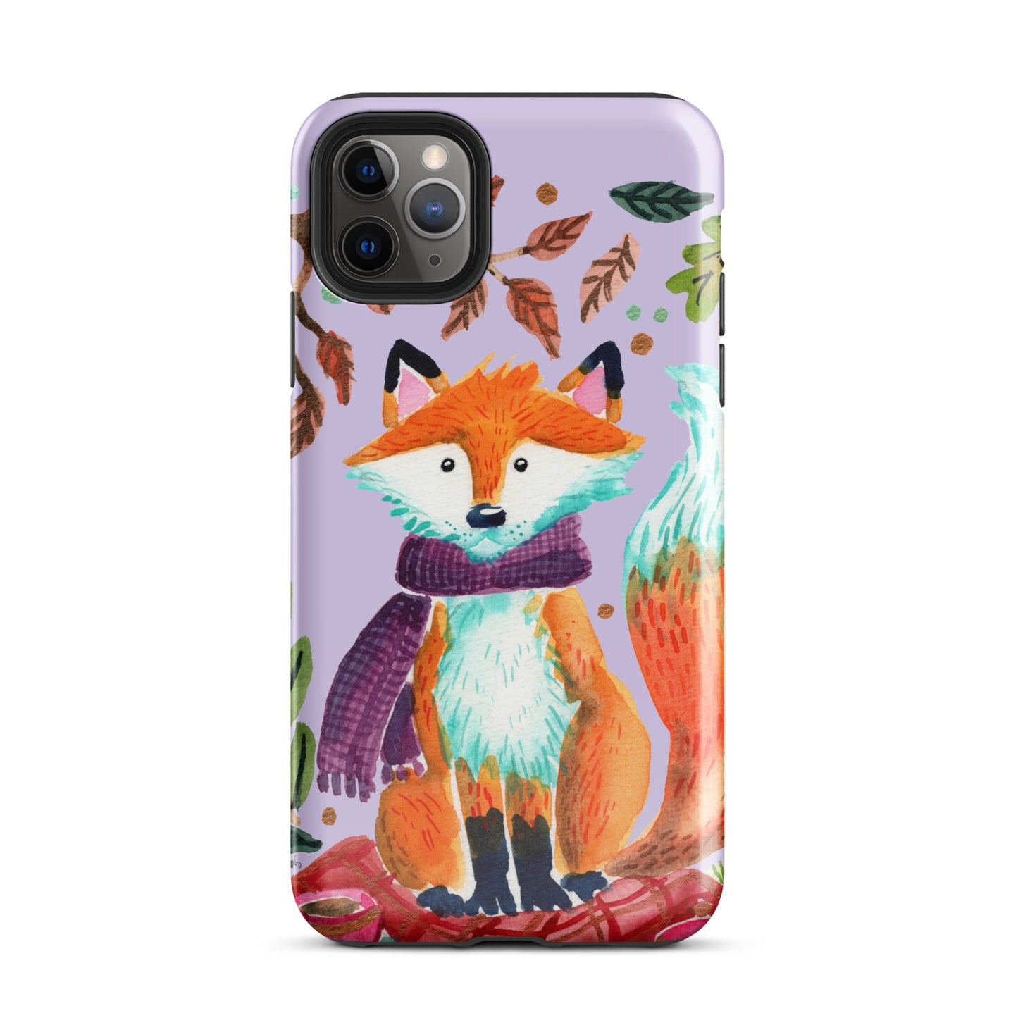 Tough Case for iPhone® - Cozy Fox Autumn Scene Purple