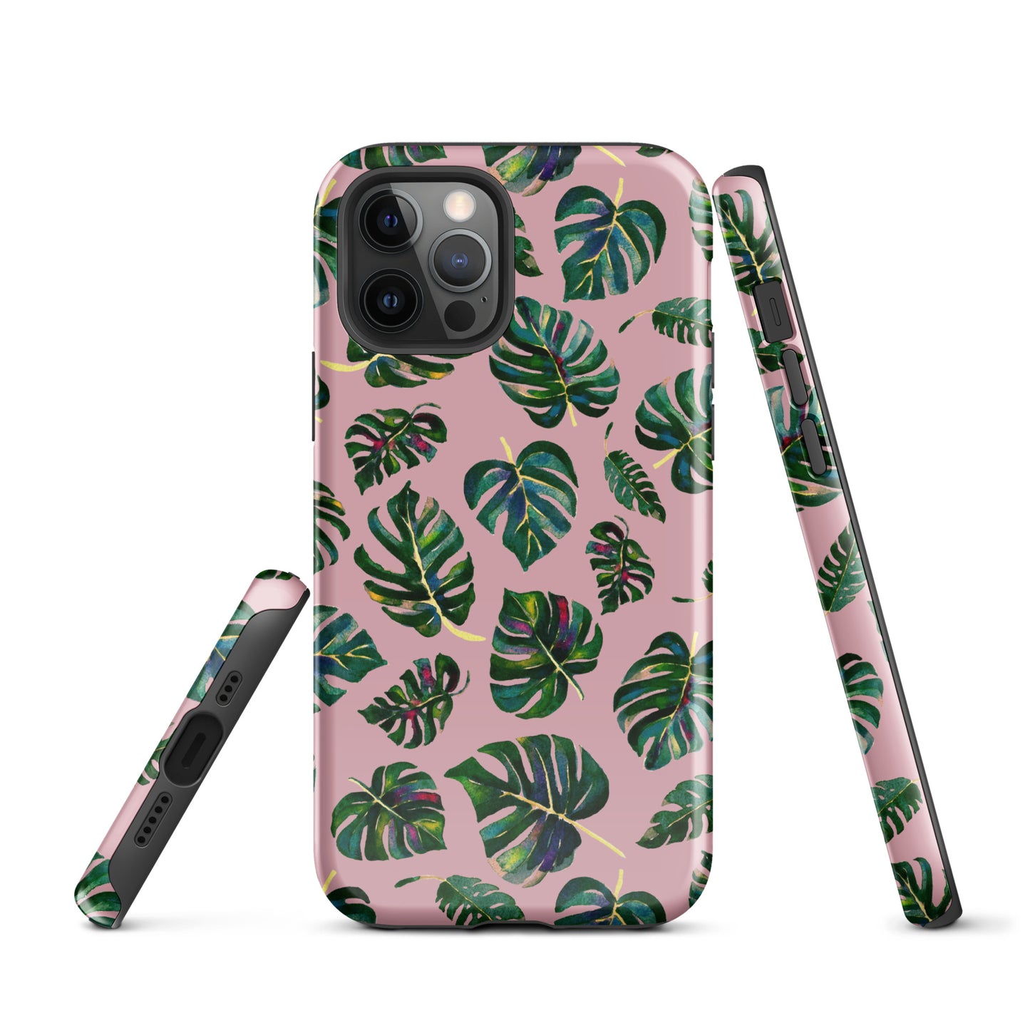 Tough Case for iPhone® - Monstera leaves - Pink