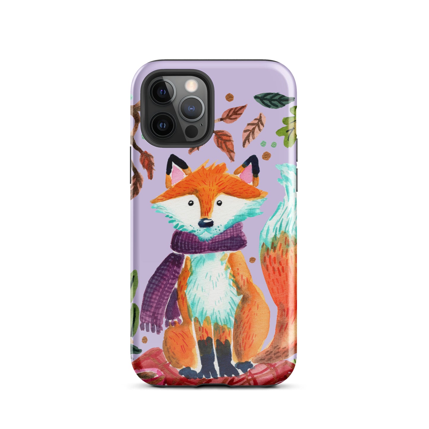 Tough Case for iPhone® - Cozy Fox Autumn Scene Purple