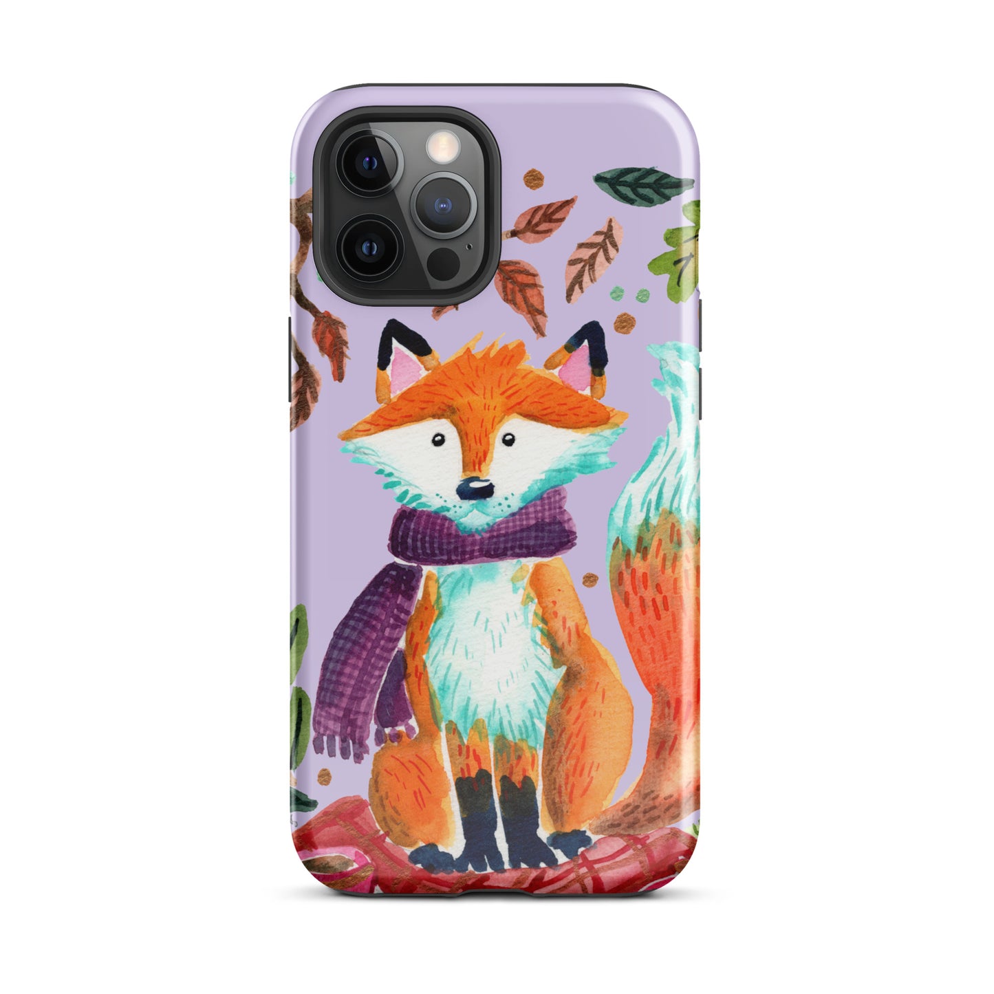 Tough Case for iPhone® - Cozy Fox Autumn Scene Purple