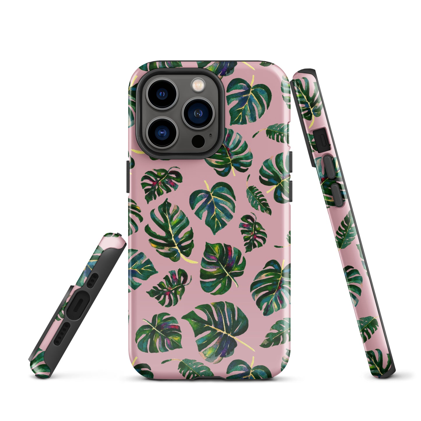 Tough Case for iPhone® - Monstera leaves - Pink