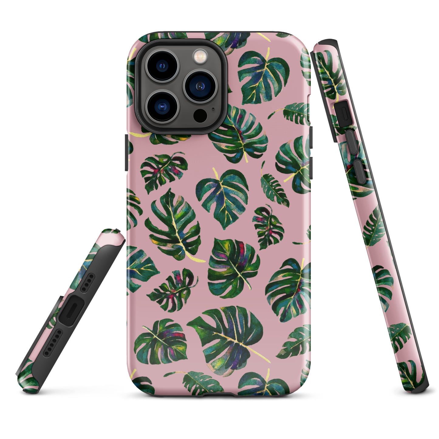 Tough Case for iPhone® - Monstera leaves - Pink