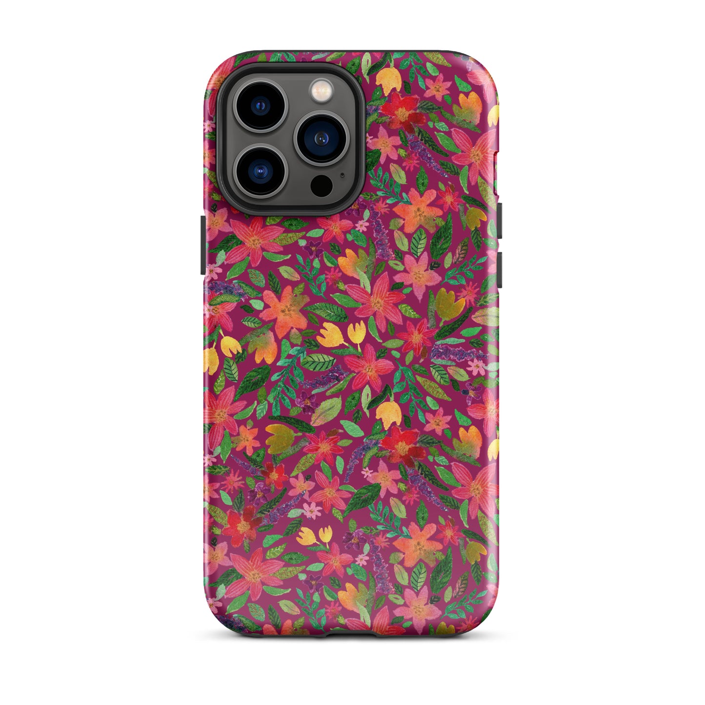 Tough Case for iPhone® - Dark Pink - Florals