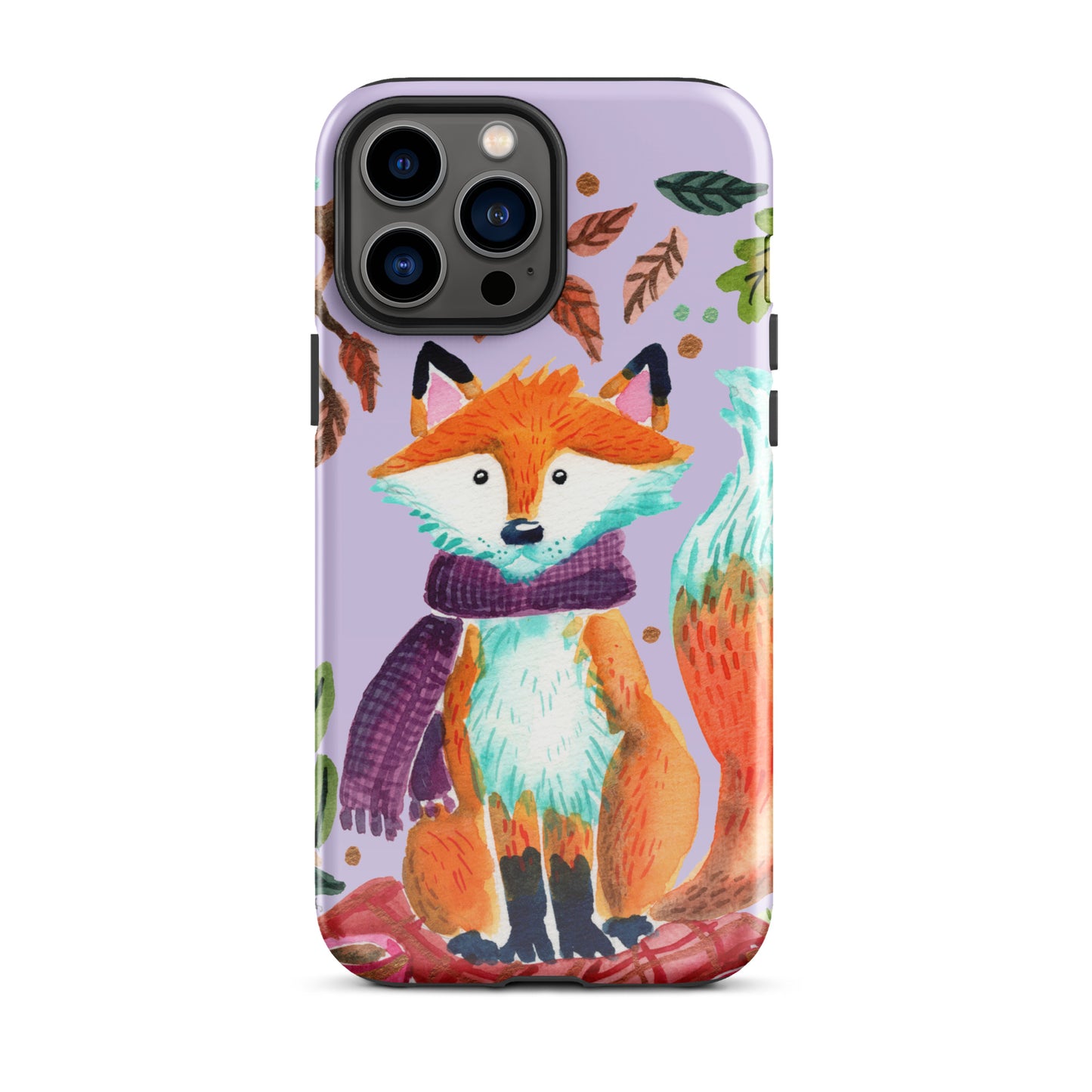 Tough Case for iPhone® - Cozy Fox Autumn Scene Purple