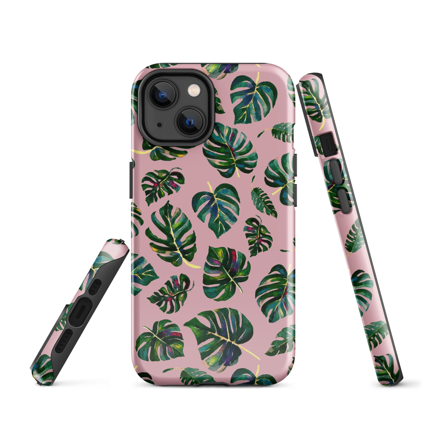 Tough Case for iPhone® - Monstera leaves - Pink