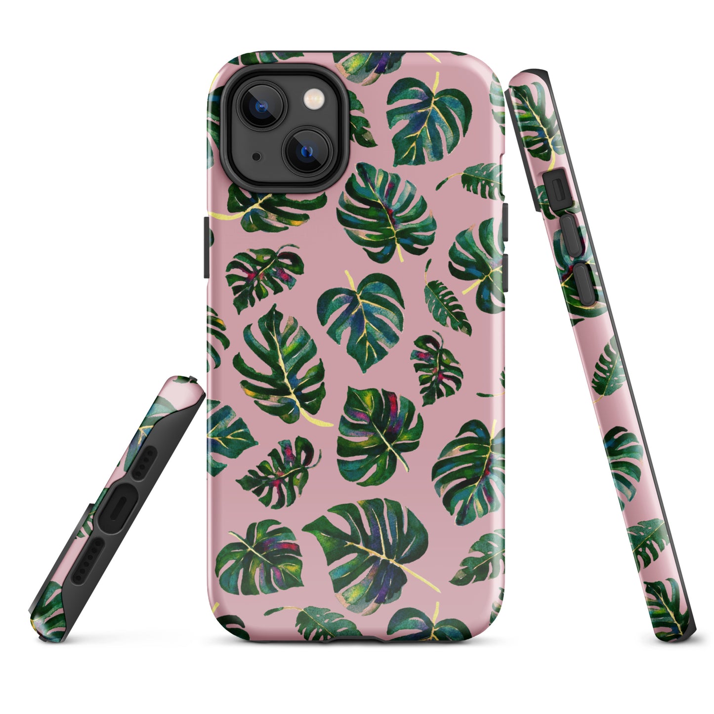 Tough Case for iPhone® - Monstera leaves - Pink