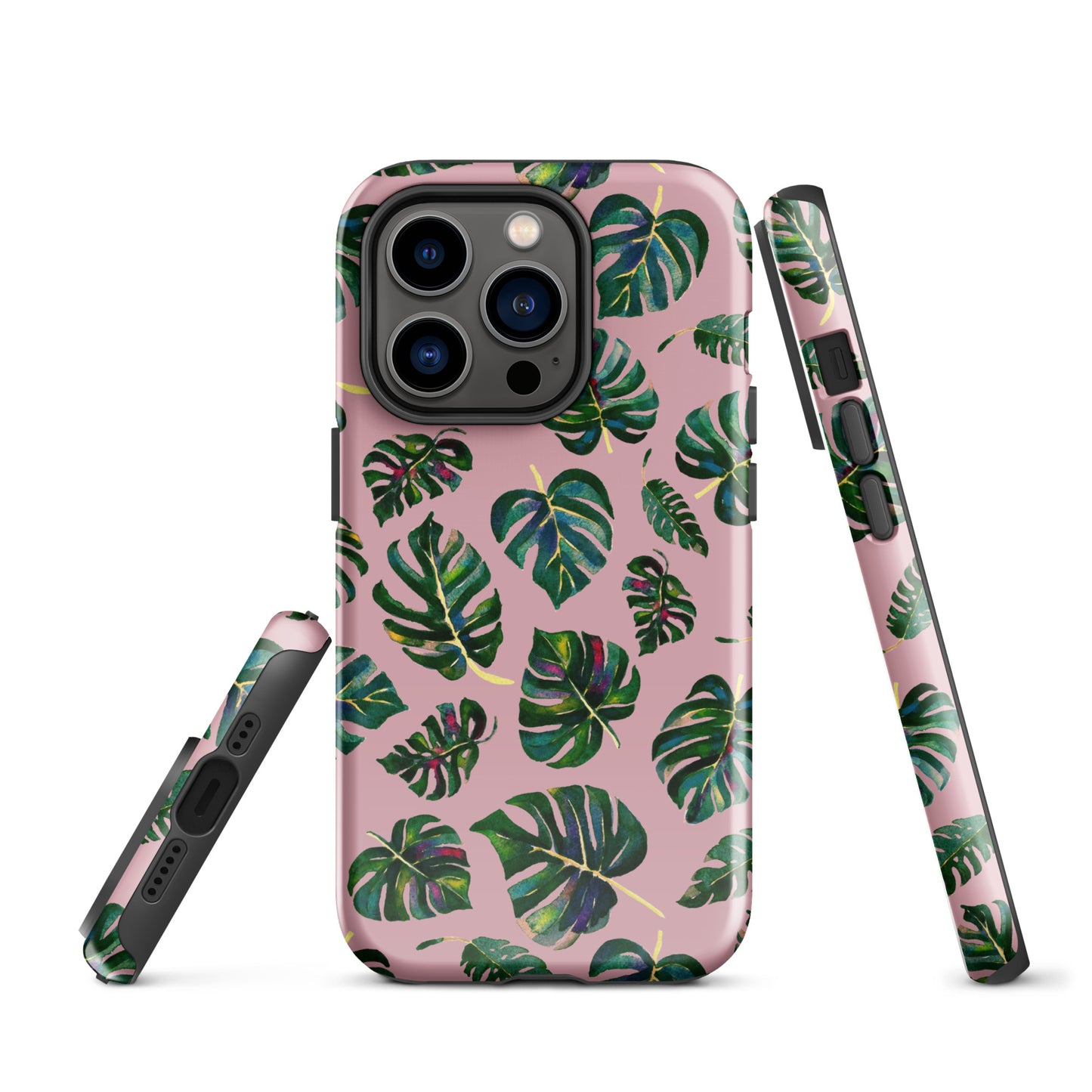 Tough Case for iPhone® - Monstera leaves - Pink