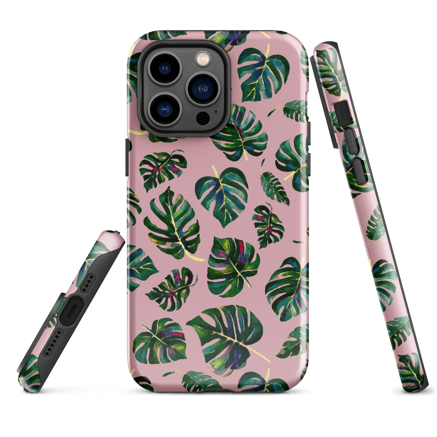 Tough Case for iPhone® - Monstera leaves - Pink