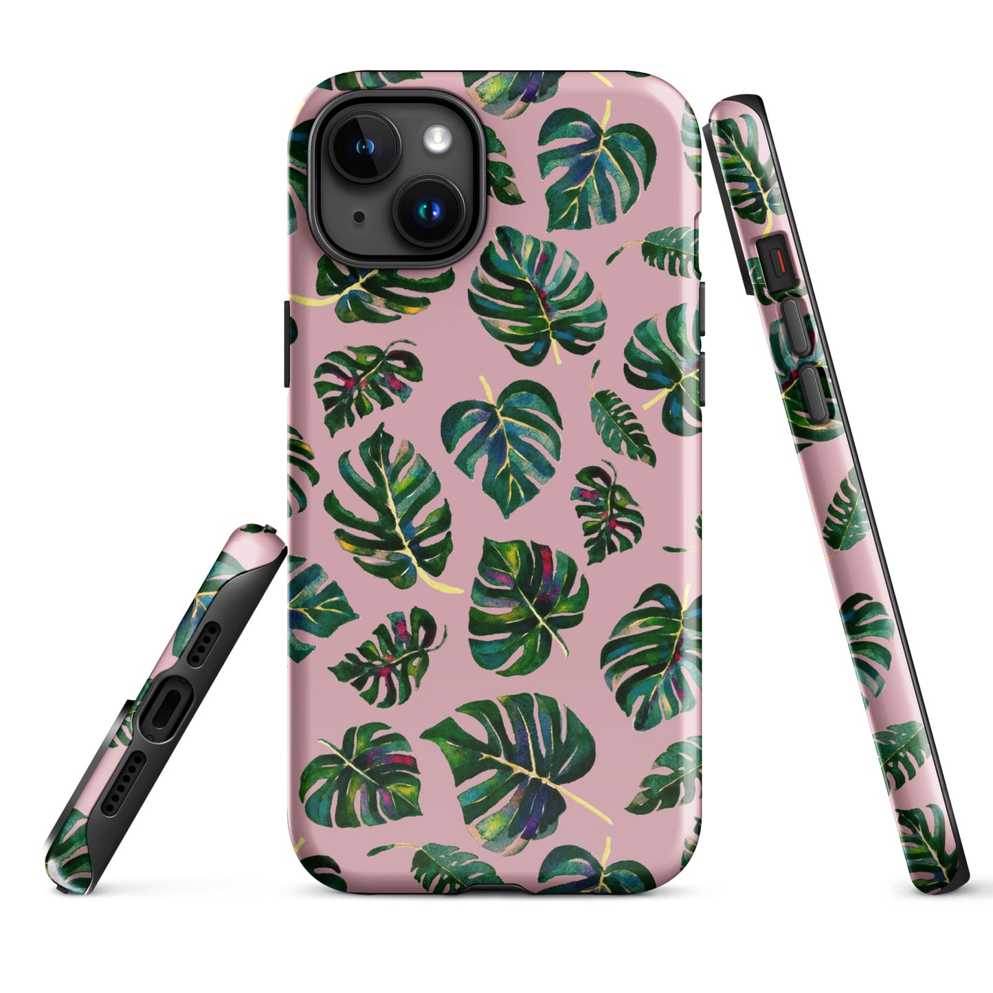 Tough Case for iPhone® - Monstera leaves - Pink