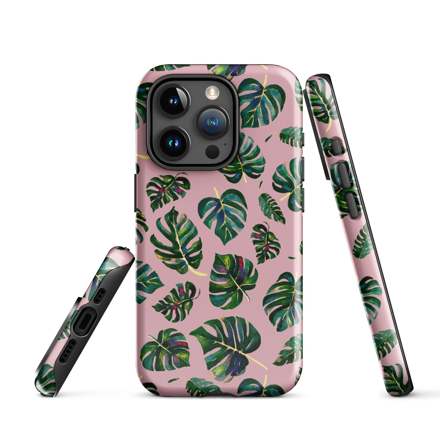 Tough Case for iPhone® - Monstera leaves - Pink