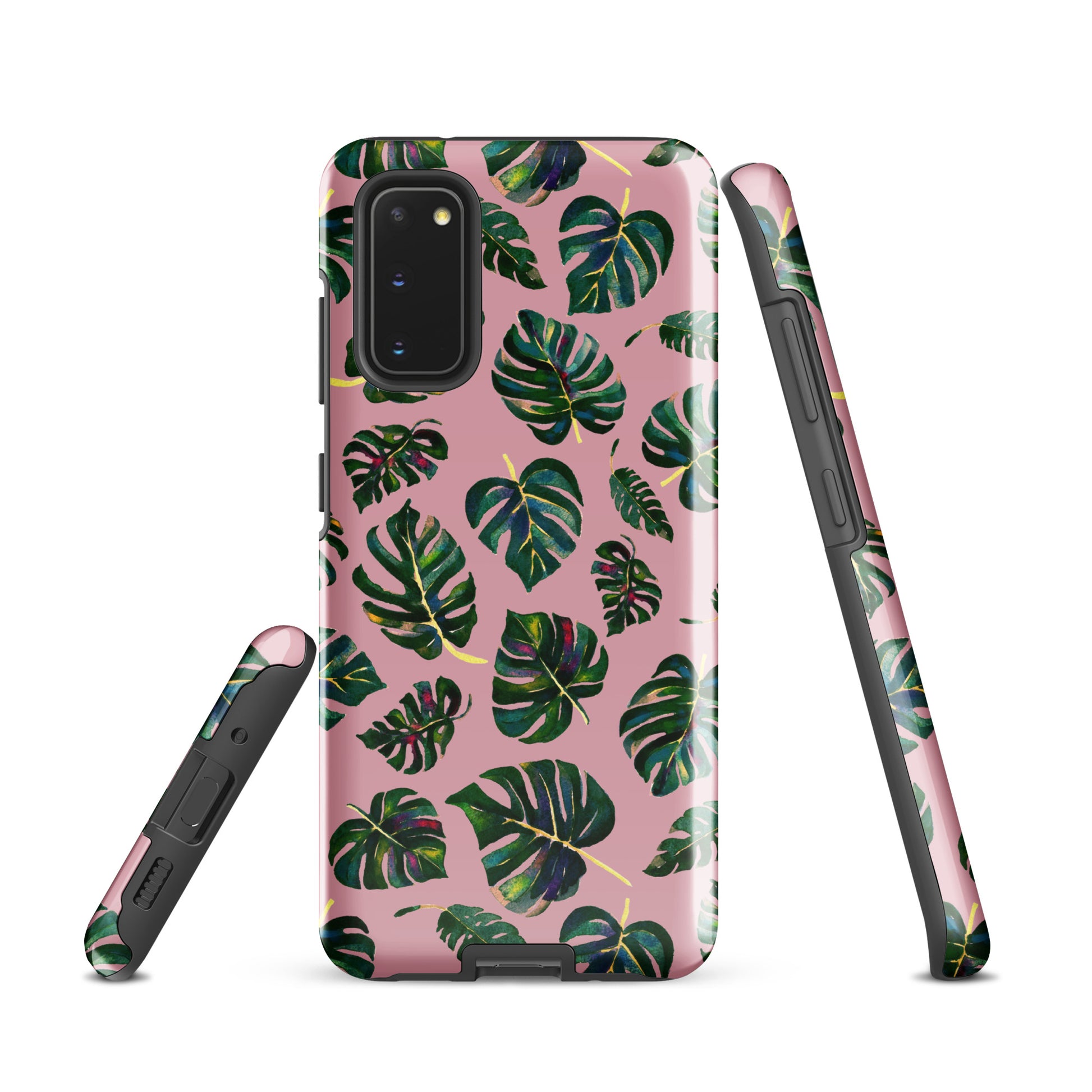 🌿 Tough Samsung® Case – Monstera Leaves (Pink) 💗📱 Samsung case - SANDRAAS
