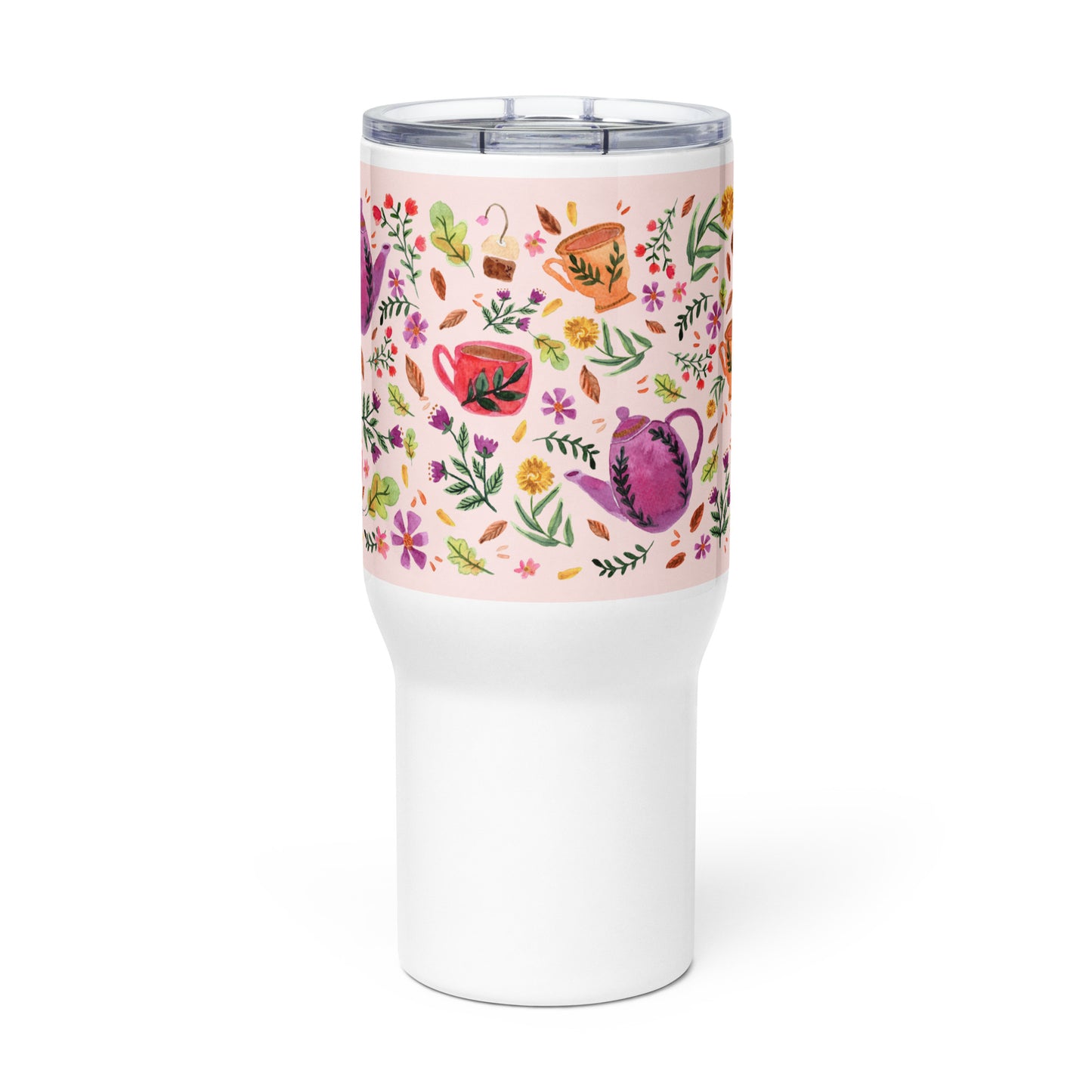 Travel mug with a handle - Cozy Autumn Pink