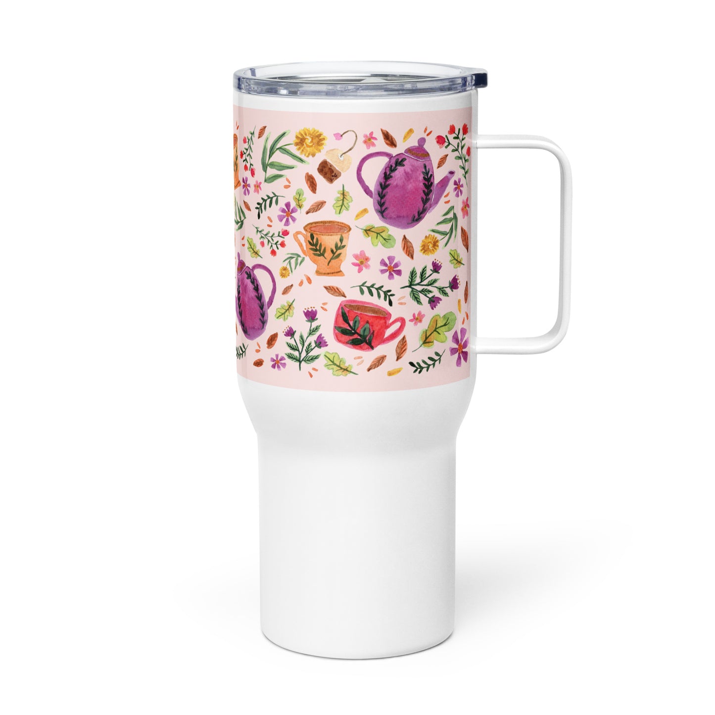 Travel mug with a handle - Cozy Autumn Pink