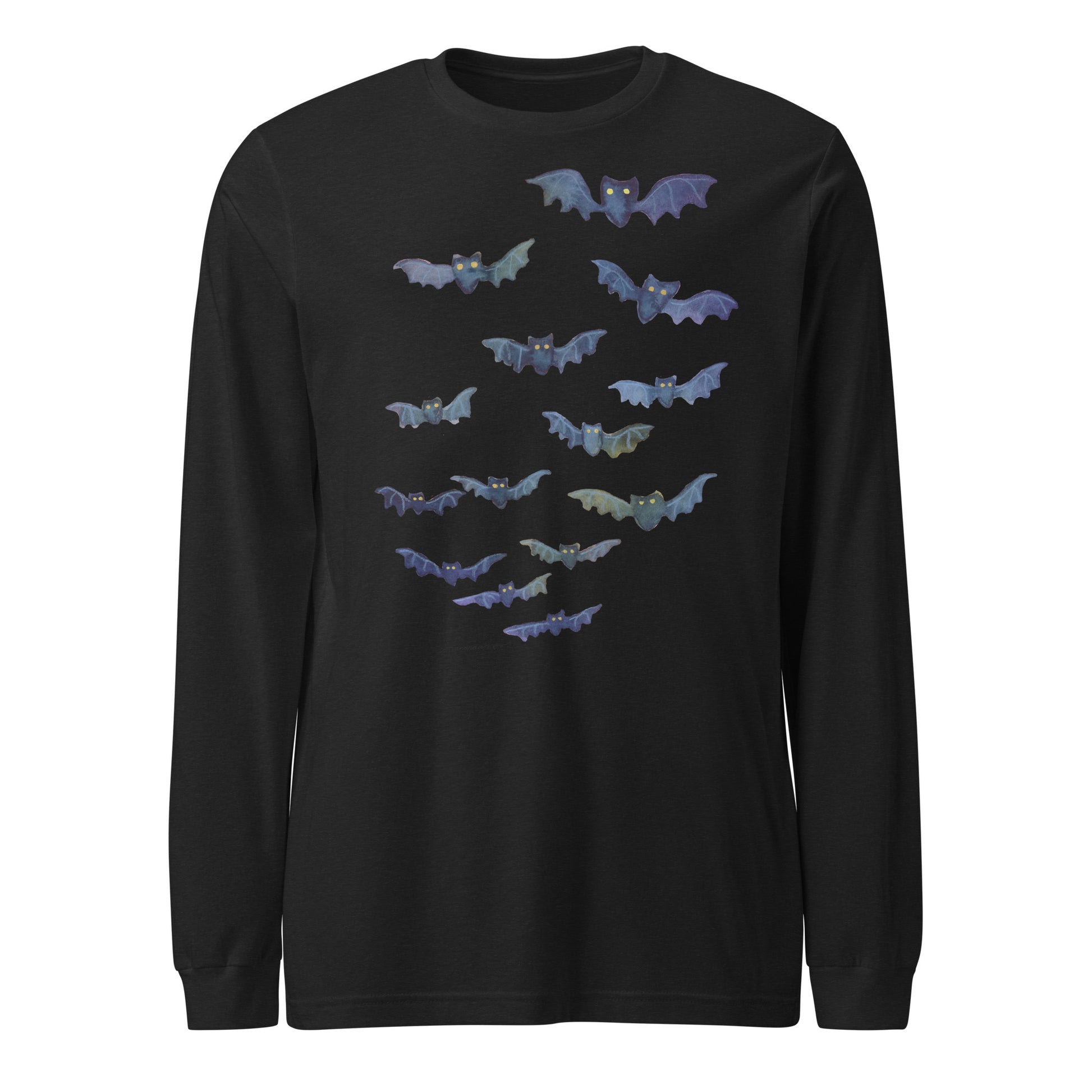 Halloween Bats Women’s Long Sleeve T-Shirt • Watercolor Bat Tee • Spooky Season Fall Shirt - SANDRAAS