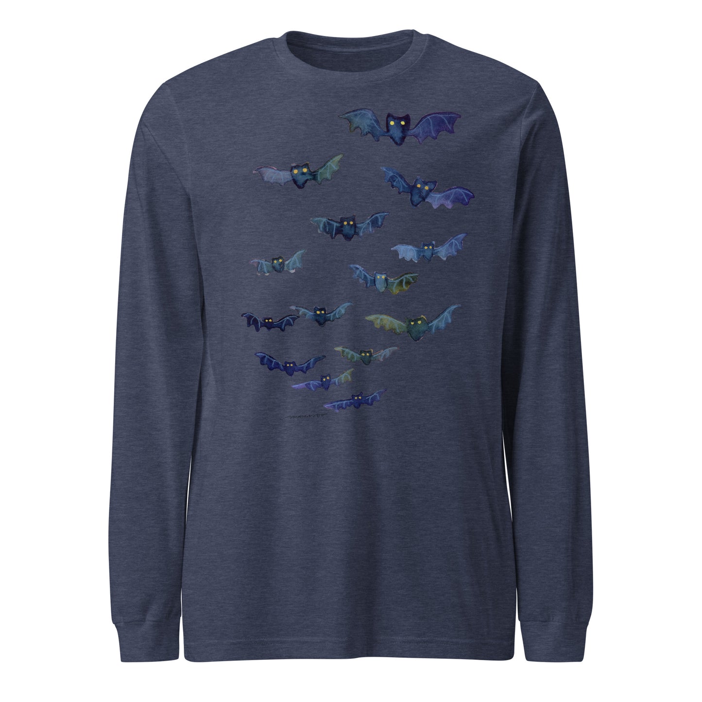 Halloween Bats Women’s Long Sleeve T-Shirt • Watercolor Bat Tee • Spooky Season Fall Shirt - SANDRAAS