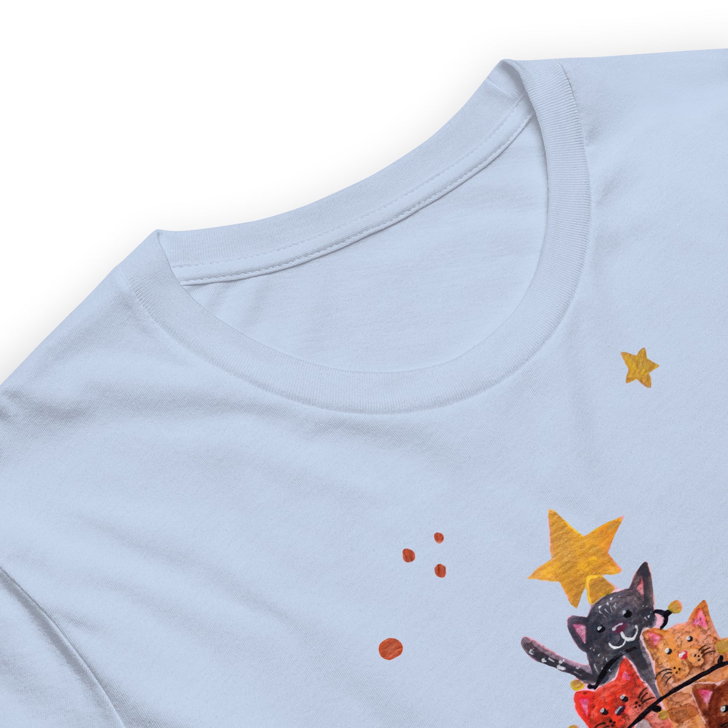 🎄 Christmas Cat Tree T-Shirt – Whimsical Watercolor Cats Stacked as a Christmas Tree 😺🌲✨ Soft & Cozy Holiday Tee - SANDRAAS