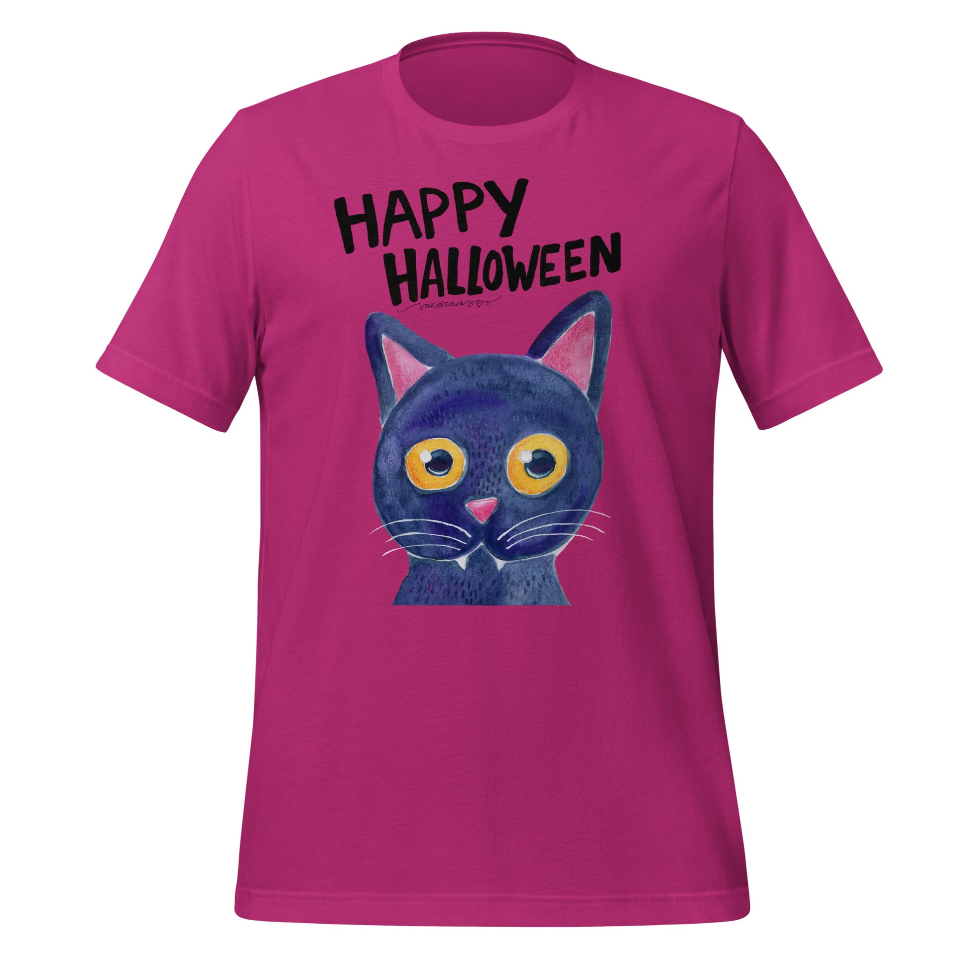 Happy Halloween Black Cat T-Shirt – Spooky, Stylish & Oh - So - Comfy! 🎃🐈‍⬛ - SANDRAAS