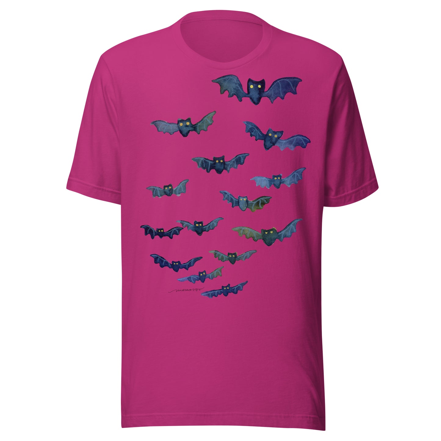 Halloween Bats Women’s T-Shirt • Watercolor Bat Illustration Tee • Spooky Cute Fall Shirt - SANDRAAS