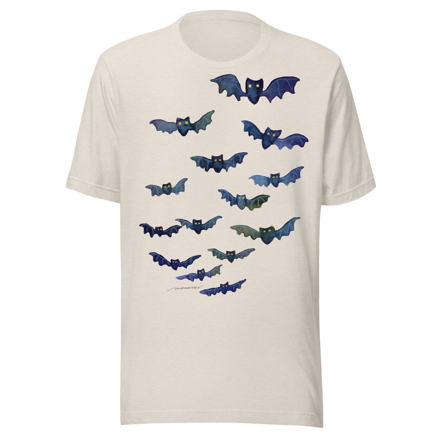 Halloween Bats Women’s T-Shirt • Watercolor Bat Illustration Tee • Spooky Cute Fall Shirt - SANDRAAS