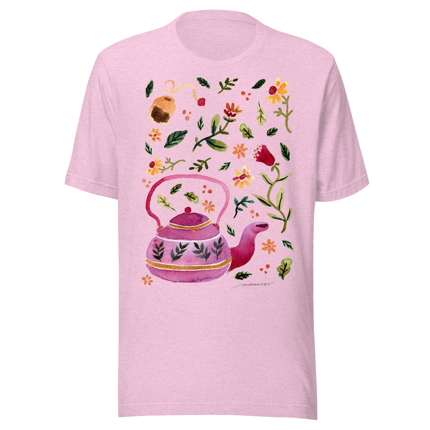 Cozy Autumn Teapot Women’s T-Shirt • Watercolor Fall Leaves & Flowers Illustration • Seasonal Cozy Vibes Tee - SANDRAAS