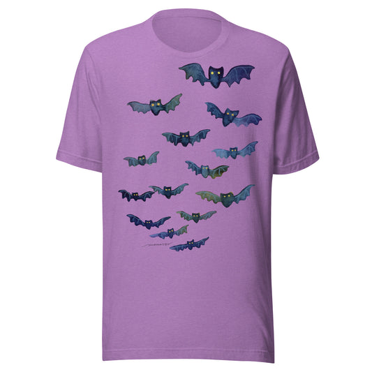 Halloween Bats Women’s T-Shirt • Watercolor Bat Illustration Tee • Spooky Cute Fall Shirt - SANDRAAS
