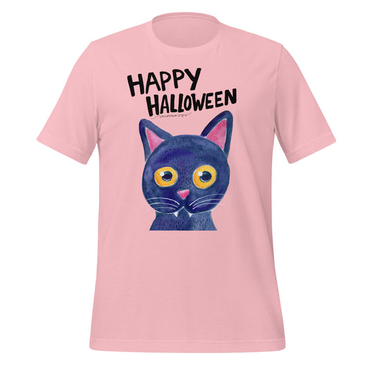 Happy Halloween Black Cat T-Shirt – Spooky, Stylish & Oh - So - Comfy! 🎃🐈‍⬛ - SANDRAAS